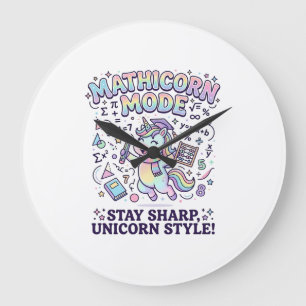Einhorn Mathicorn Modus Charmantes Weißes Hintergr Große Wanduhr