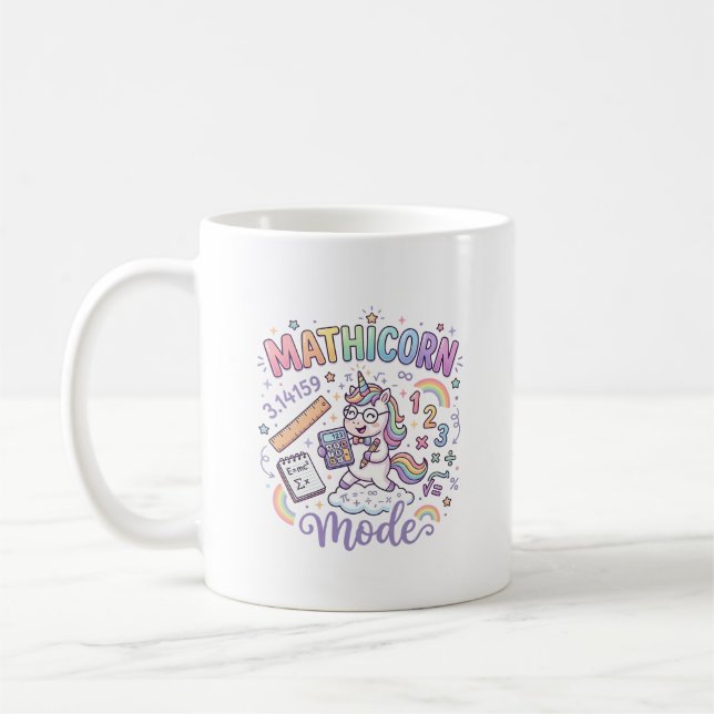 Einhorn Mathicorn Modus Liebenswerte Typografie Ge Kaffeetasse (Links)