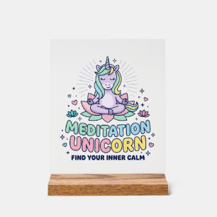 Einhorn-Meditation Einhorn Fett-Typografie T-Shirt Acrylschild
