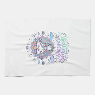 Einhorn-Meditation Einhorn Weißer Hintergrund Vekt Geschirrtuch