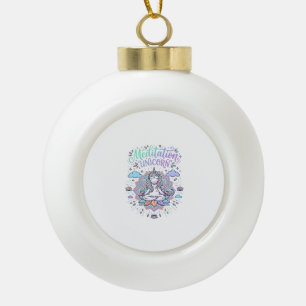Einhorn-Meditation Einhorn Weißer Hintergrund Vekt Keramik Kugel-Ornament