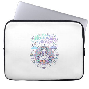 Einhorn-Meditation Einhorn Weißer Hintergrund Vekt Laptopschutzhülle