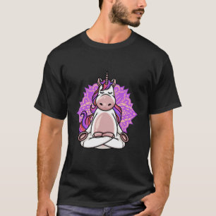 Einhorn-Meditations-Yoga Rosa Lila Mädchen Frauen T-Shirt