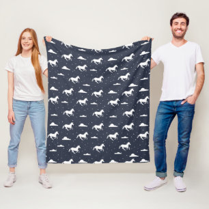 Einhorn-Midnight-Sky-Muster Blau Fleecedecke