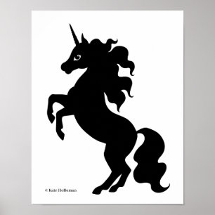 Einhorn - Minimalistische Schwarz-Weiß-Kunst Poster