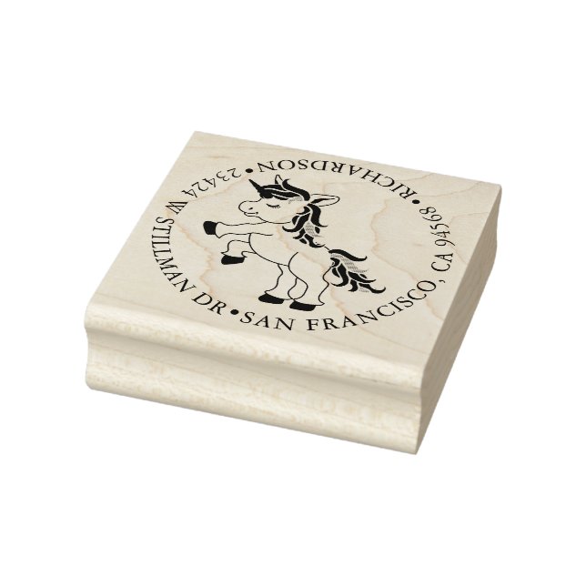 Einhorn mit Adresse Gummistempel (Stempel)