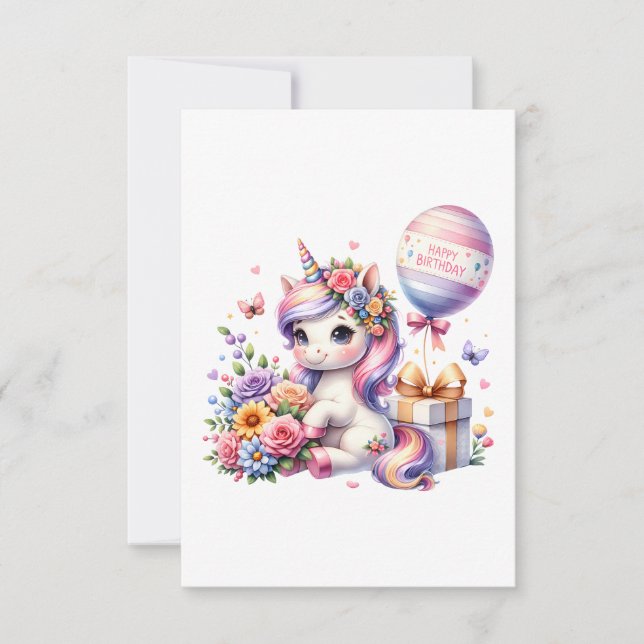 Einhorn mit Balloons Geburtstagsdesign (Vorderseite)