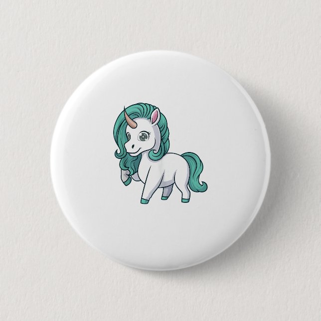 Einhorn mit Benzinmane Niedliches fsonniges Einhor Button (Vorderseite)