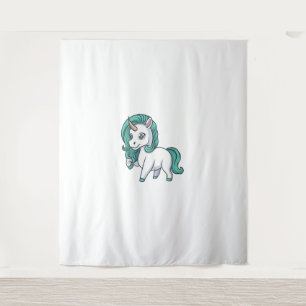 Einhorn mit Benzinmane Niedliches fsonniges Einhor Wandteppich