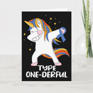 Einhorn Mit Blauem Band Typ-1-Diabetes T1D Typ Karte