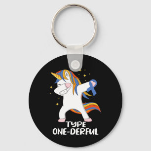 Einhorn mit blauem Band Typ-1-Diabetes T1D Typ  Schlüsselanhänger