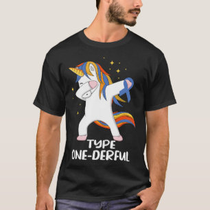 Einhorn mit blauem Band Typ 1 Diabetes T1D Typ T-Shirt