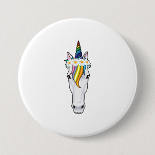 Einhorn mit Blume Button