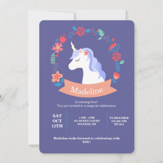 Einhorn mit Blume Einladung