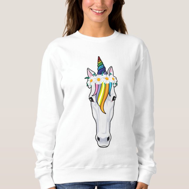 Einhorn mit Blume Sweatshirt (Vorderseite)