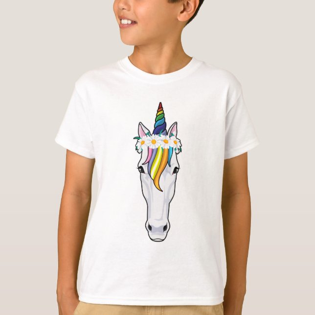 Einhorn mit Blume T-Shirt (Vorderseite)