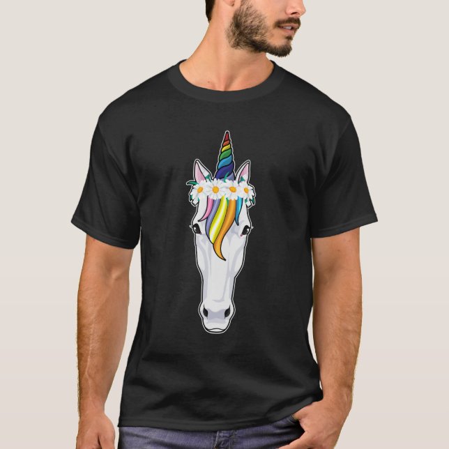 Einhorn mit Blume T-Shirt (Vorderseite)