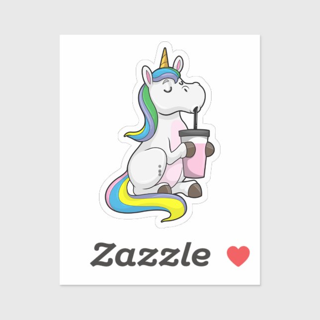 Einhorn mit Bubble Tee Aufkleber (Blatt)
