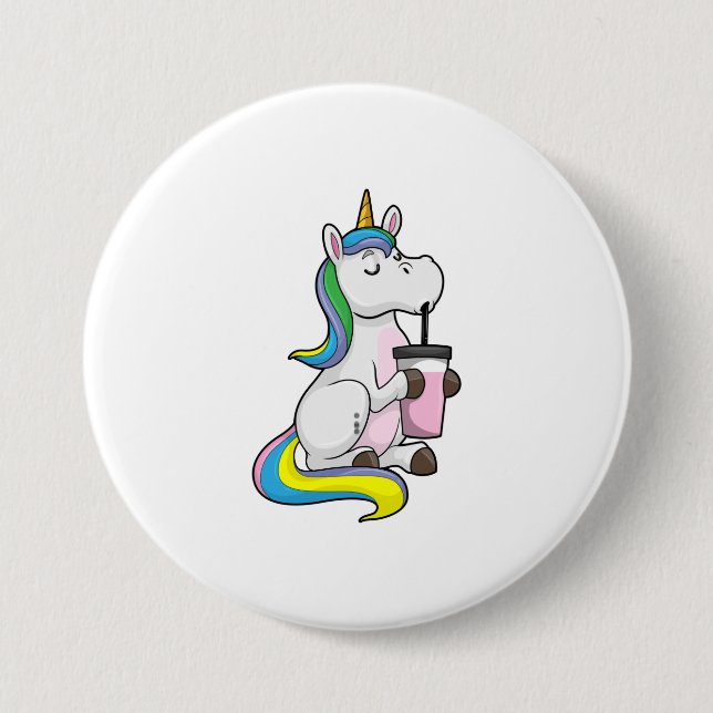 Einhorn mit Bubble Tee Button (Vorderseite)