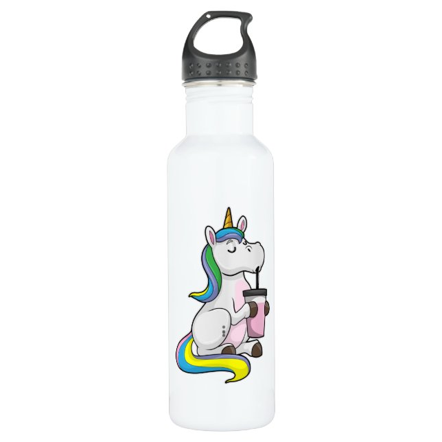 Einhorn mit Bubble Tee Edelstahlflasche (Vorderseite)
