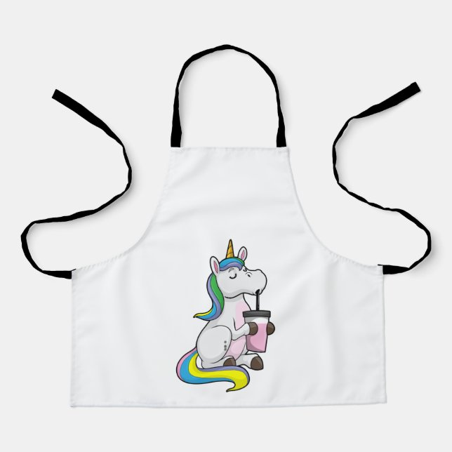 Einhorn mit Bubble Tee Schürze (Vorderseite)