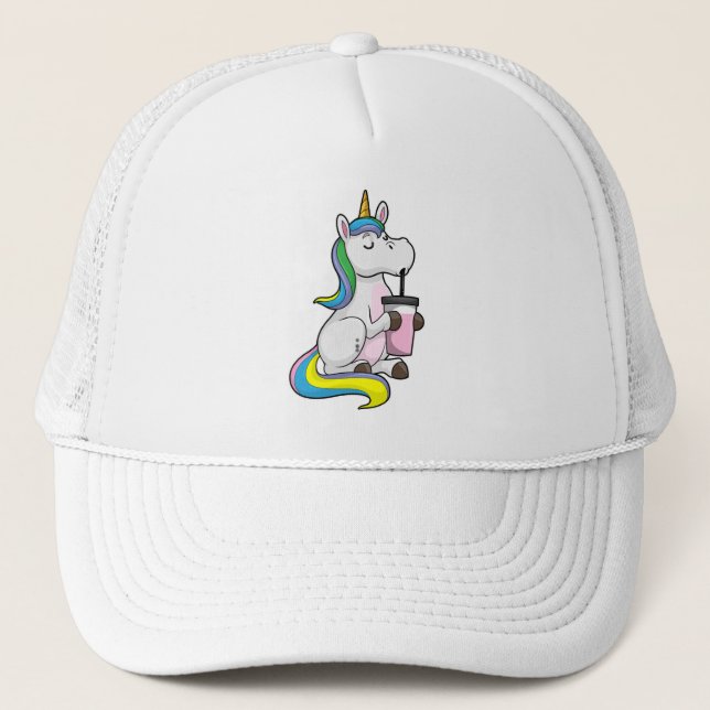 Einhorn mit Bubble Tee Truckerkappe (Vorderseite)