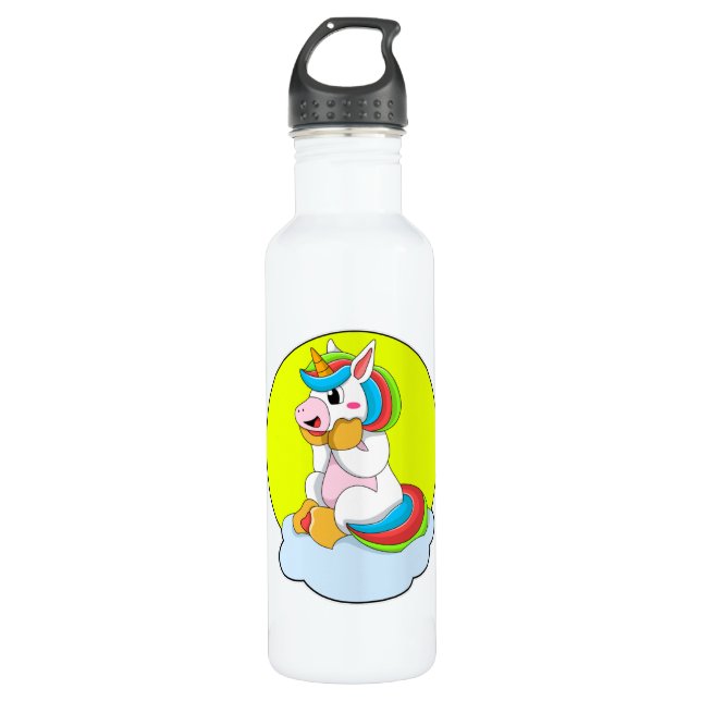 Einhorn mit Cloud & Sun Edelstahlflasche (Vorderseite)