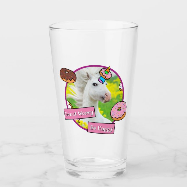 Einhorn mit Donuts Glas (Vorderseite)