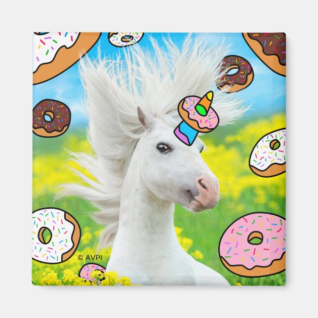 Einhorn mit Donuts Magnet (Vorne)