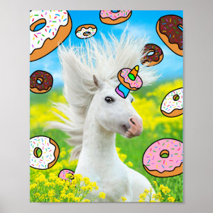 Einhorn mit Donuts Poster