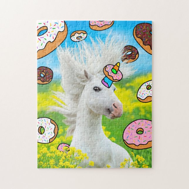 Einhorn mit Donuts Puzzle (Vertikal)