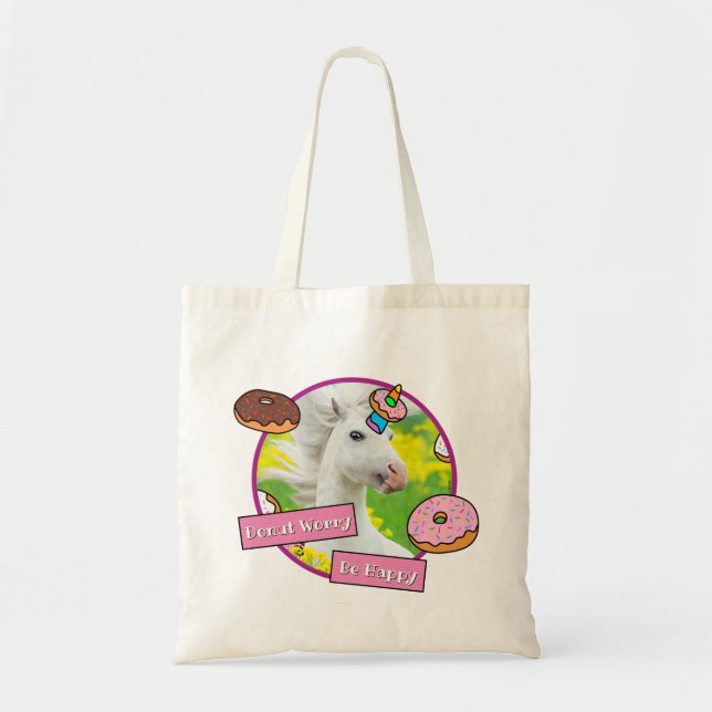Einhorn mit Donuts Tragetasche (Vorne)