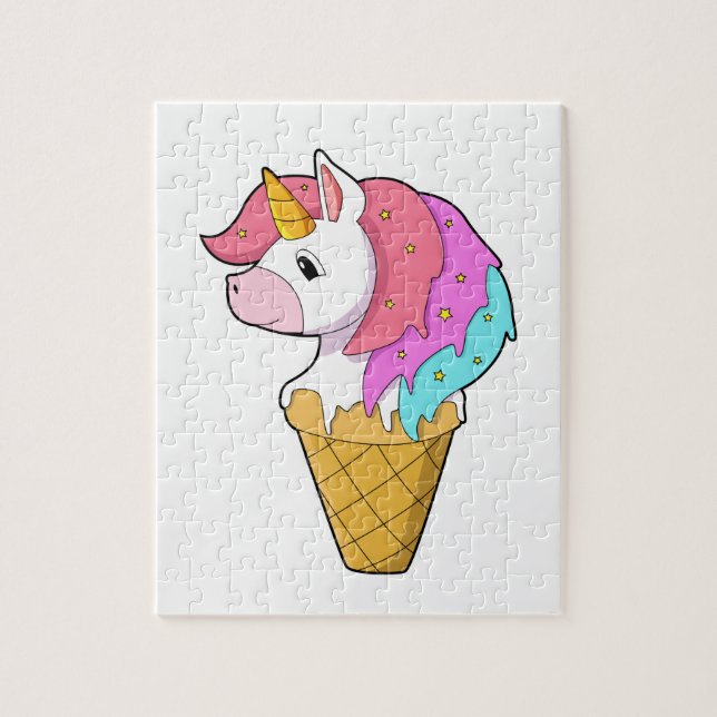 Einhorn mit Eiscreme Puzzle (Vertikal)