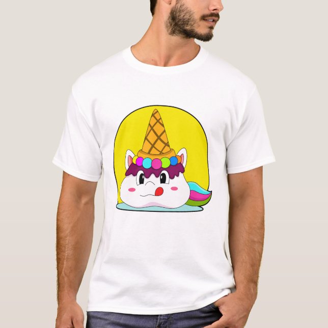Einhorn mit Eistüte T-Shirt (Vorderseite)