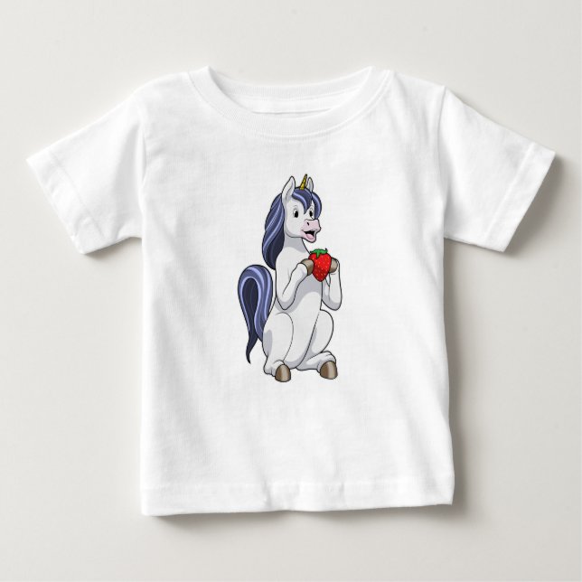 Einhorn mit Erdbeerobst Baby T-shirt (Vorderseite)