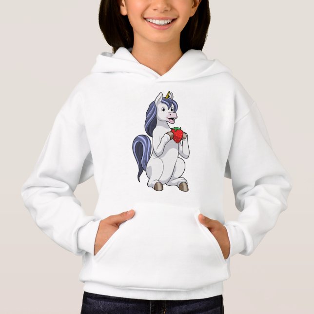 Einhorn mit Erdbeerobst Hoodie (Vorderseite)
