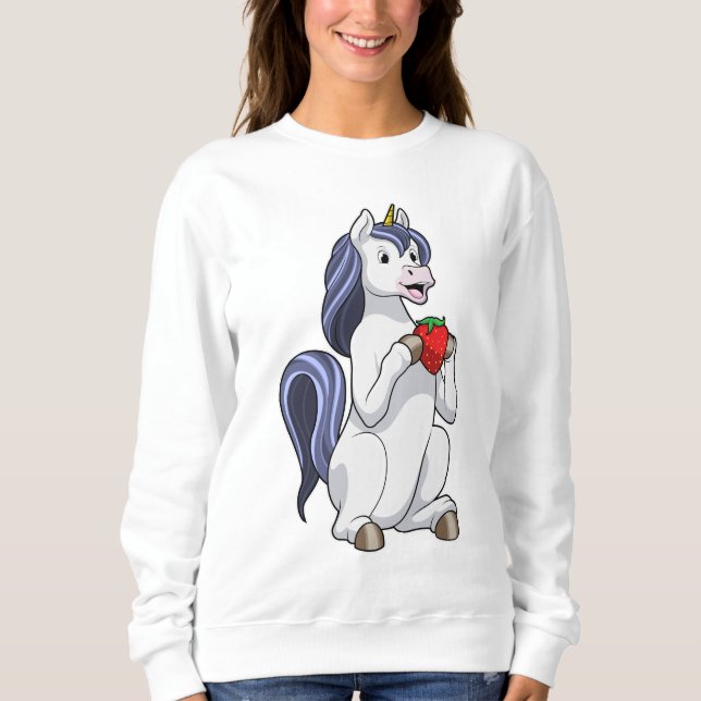 Einhorn mit Erdbeerobst Sweatshirt (Vorderseite)