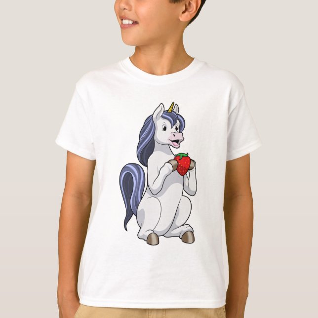 Einhorn mit Erdbeerobst T-Shirt (Vorderseite)
