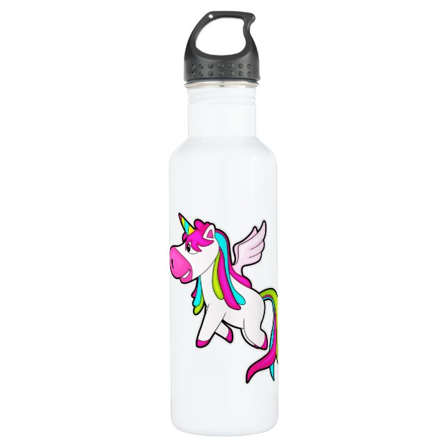Einhorn mit Flügeln Edelstahlflasche (Vorderseite)