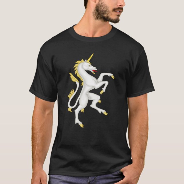 Einhorn mit goldenem Horn und Endstück T-Shirt (Vorderseite)