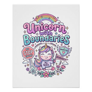Einhorn mit Grenzen Charmante Bekleidung Grafik_1 Poster