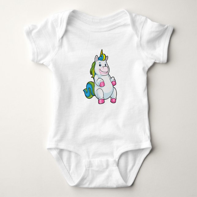 Einhorn mit großem Bauch Baby Strampler (Vorderseite)