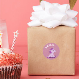 Einhorn mit Individuelle Name Girl Runder Aufkleber