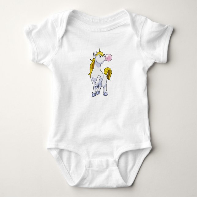 Einhorn mit Kaugummi Baby Strampler (Vorderseite)