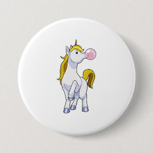 Einhorn mit Kaugummi Button