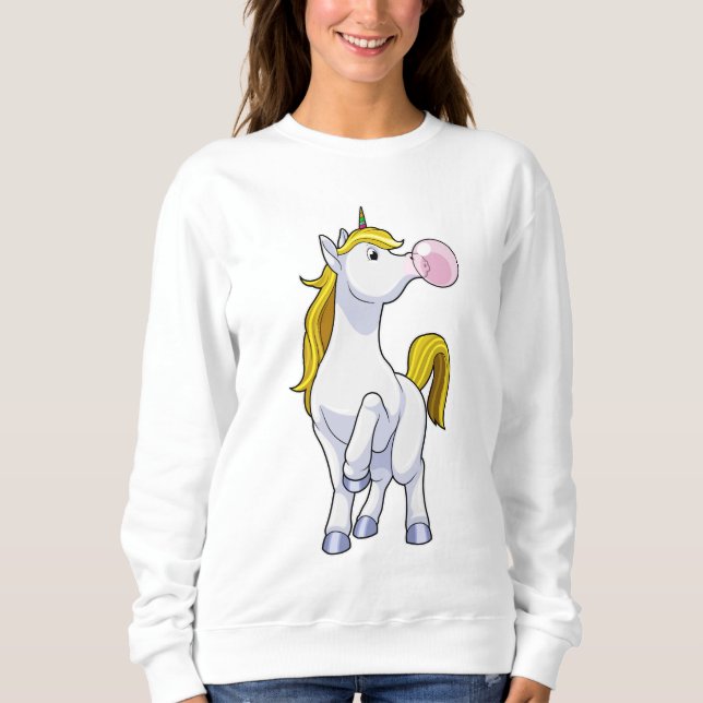 Einhorn mit Kaugummi Sweatshirt (Vorderseite)