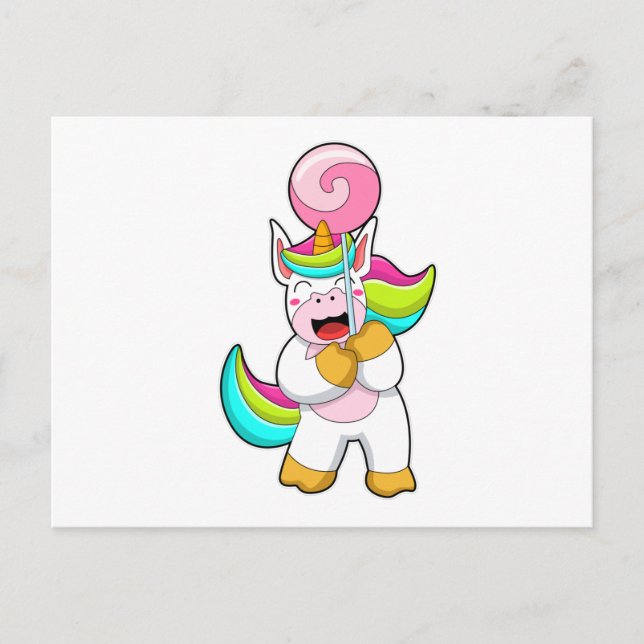 Einhorn mit Lollipop Postkarte (Vorderseite)
