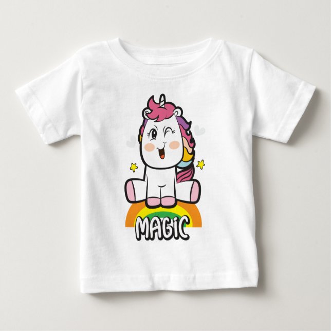 Einhorn mit Magie Baby T-shirt (Vorderseite)