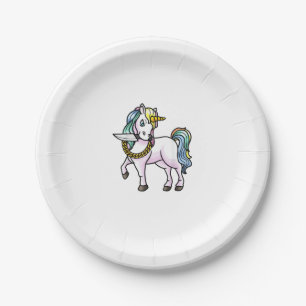 Einhorn Mit Messer Mädchen Frauen T-Shirt Pappteller