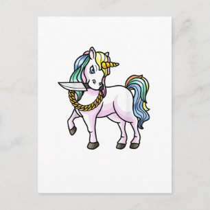 Einhorn Mit Messer Mädchen Frauen T-Shirt Postkarte